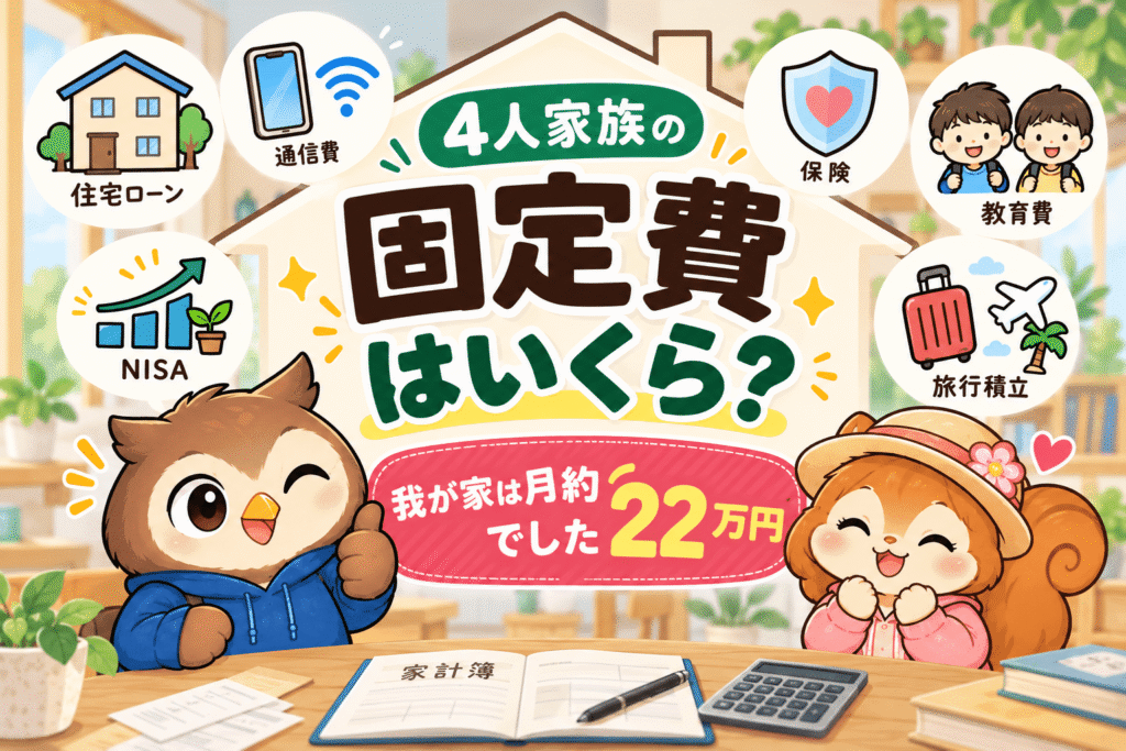 4人家族の固定費は月約22万円｜住宅・通信・保険などの内訳